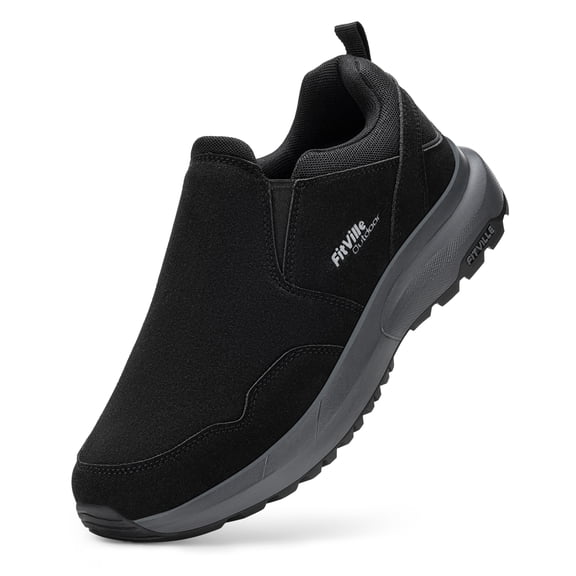 FitVille Men's Wide Slip on Hiking Shoes with Arch Support Wide Toe Box