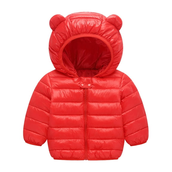 Toddler Winter Coat Toddler Puffer Coat Cute Bear Ear Hooded Jacket Zipper Up Down Coats for Kids Baby Girls Baby Jacket Winter Baby Girl Clothes 3-4 Years