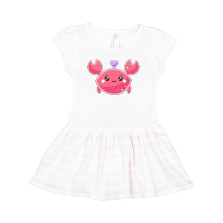 

Inktastic Cute Red Crab with Purple Heart Gift Toddler Girl Dress