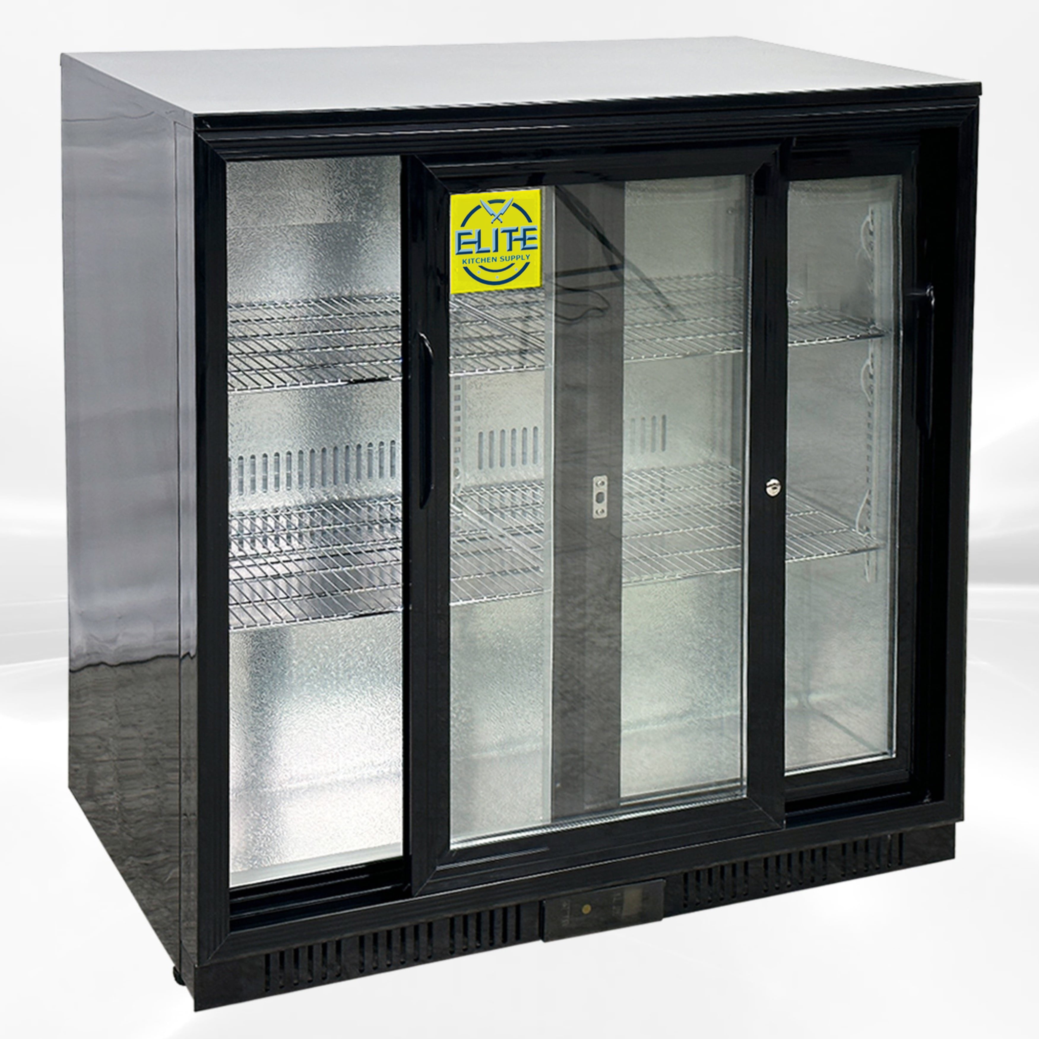 35 in. Merchandiser Back Bar Beverage Cooler with Sliding Door 7.4 Cu. Ft. Beer Cooler 110V
