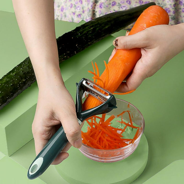2 in 1 Julienne Peeler Stainless Steel Cutter Slicer for Carrot Potato  Melon Gadget Vegetable Fruit 