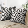 thumbnail image 3 of LALILO Throw Pillow Covers Irregular Line Lattice Geometric Black Cushion Cover 18" x 18", 2 Pack, 3 of 6