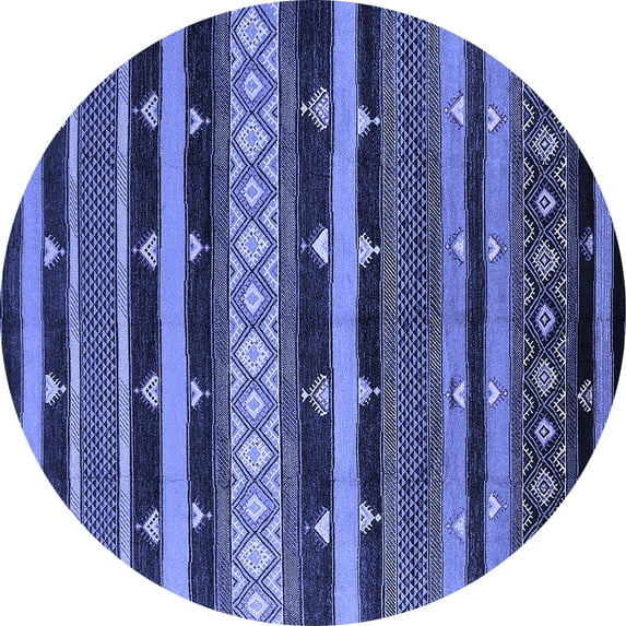 Ahgly Company Indoor Round Solid Blue Modern Area Rugs, 7' Round