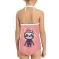 thumbnail image 3 of SEANATIVE Floral Sloth One Piece Bathing Suit Pink Comfortable Kids Sleeveless Swim Shirt Size 1-2 Years Skin-Friendly Hawaii Swimsuit Girls, 3 of 5