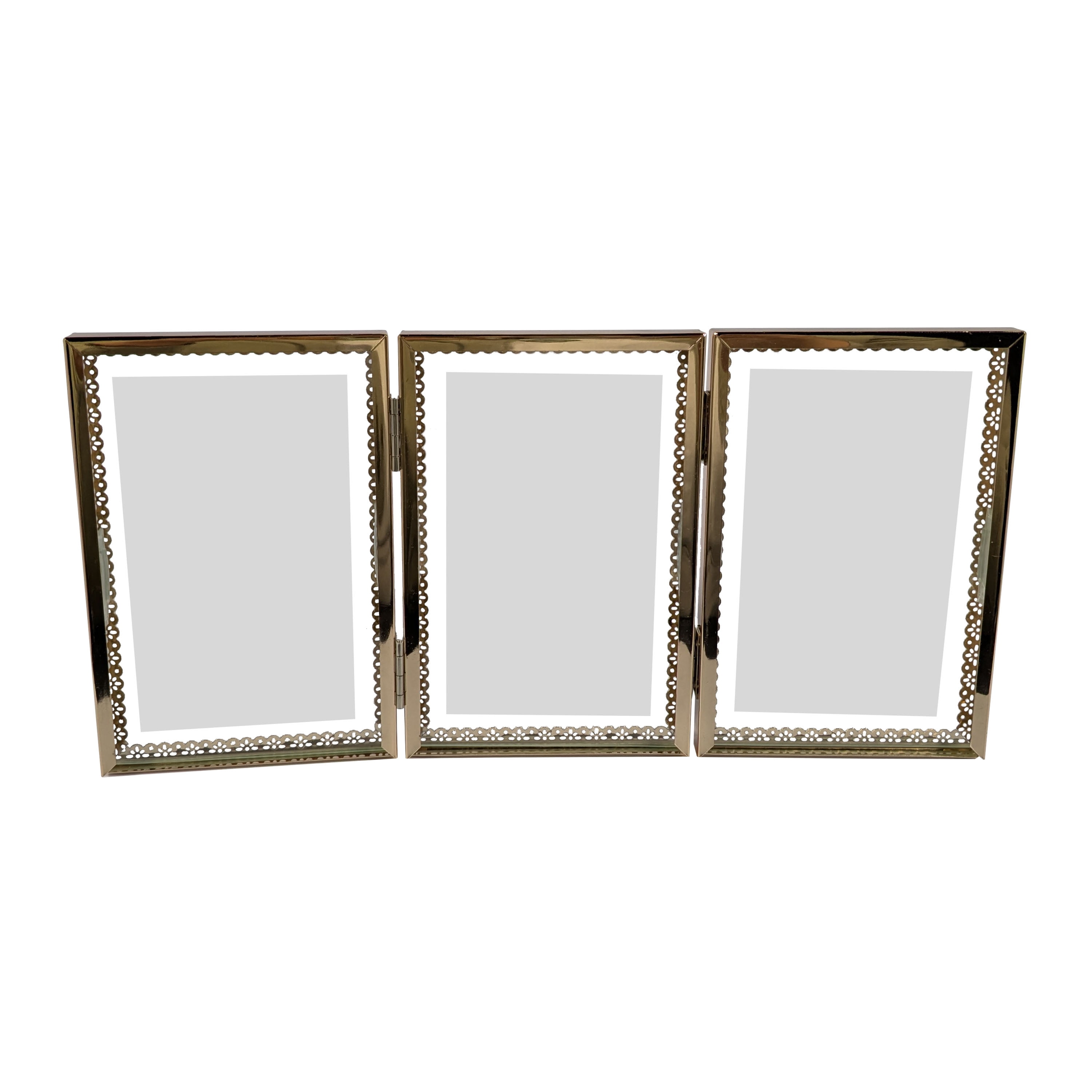 Bradley & Ballard - 3x5 inch - 3 Opening Hinged Antique Metal Cutout Float Tabletop Frame