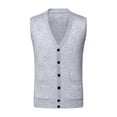thumbnail image 1 of Men's Autumn Winter Buttoned V-Neck Wool Blend Sweater Vest Collarless Sleeveless Pullover, 1 of 6