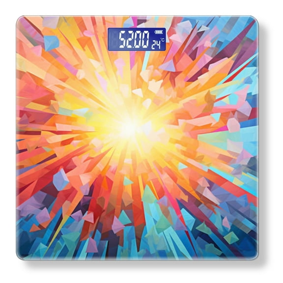 High Precision Body Weight Scale Smart Bathroom Scales with Large LCD Display(400lbs),Decorative for Bedroom-Colorful Explosion Of Geometric Shapes Radiating From The Center