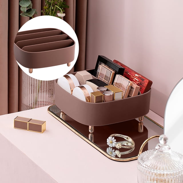 Fiudx Organizador de Maquillaje, Vitrina Compacta de Escritorio para El Cuidado de La Piel, 4 Compartimentos para Cosméticos, Divisores Extraíbles, Ideal para Encimeras de Baño y Tocador, Diseño Eleg