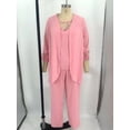 thumbnail image 4 of iiniim Womens Elegant Wedding Guest Pants Suit 3 Piece Set Formal Chiffon Lace Evening Party Outfit Pink S, 4 of 7