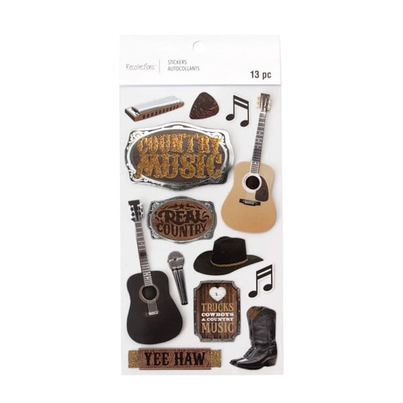 Recollections Country Music Stickers, 12 Pack