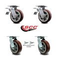 thumbnail image 2 of 6 Inch Polyurethane Caster Set with Ball Bearings 2 Brakes 2 Swivel Locks SCC, 2 of 2