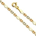 thumbnail image 2 of Wellingsale 14k Tri 3 Color Gold Polished Solid 3mm Flat Valentino Star Diamond Cut Chain Necklace - 16", 2 of 6