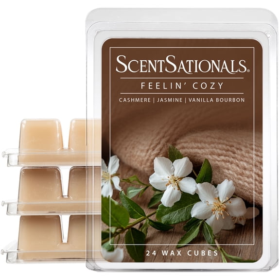 Scentsationals Wax Melts, Wax Cubes Strong Scent - Feelin' Cozy - Long Lasting Scented Wax Melts for Warmer, 10oz (24-Cubes)