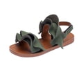 thumbnail image 1 of GiLiling Girls Sandals, Open-Toe Summer Shoes with Ruffle Straps Adjustable Ankle Closure, Non-Slip TPR Sole for Casual Fashion Wear (Green, 2-2.5 Years), 1 of 2