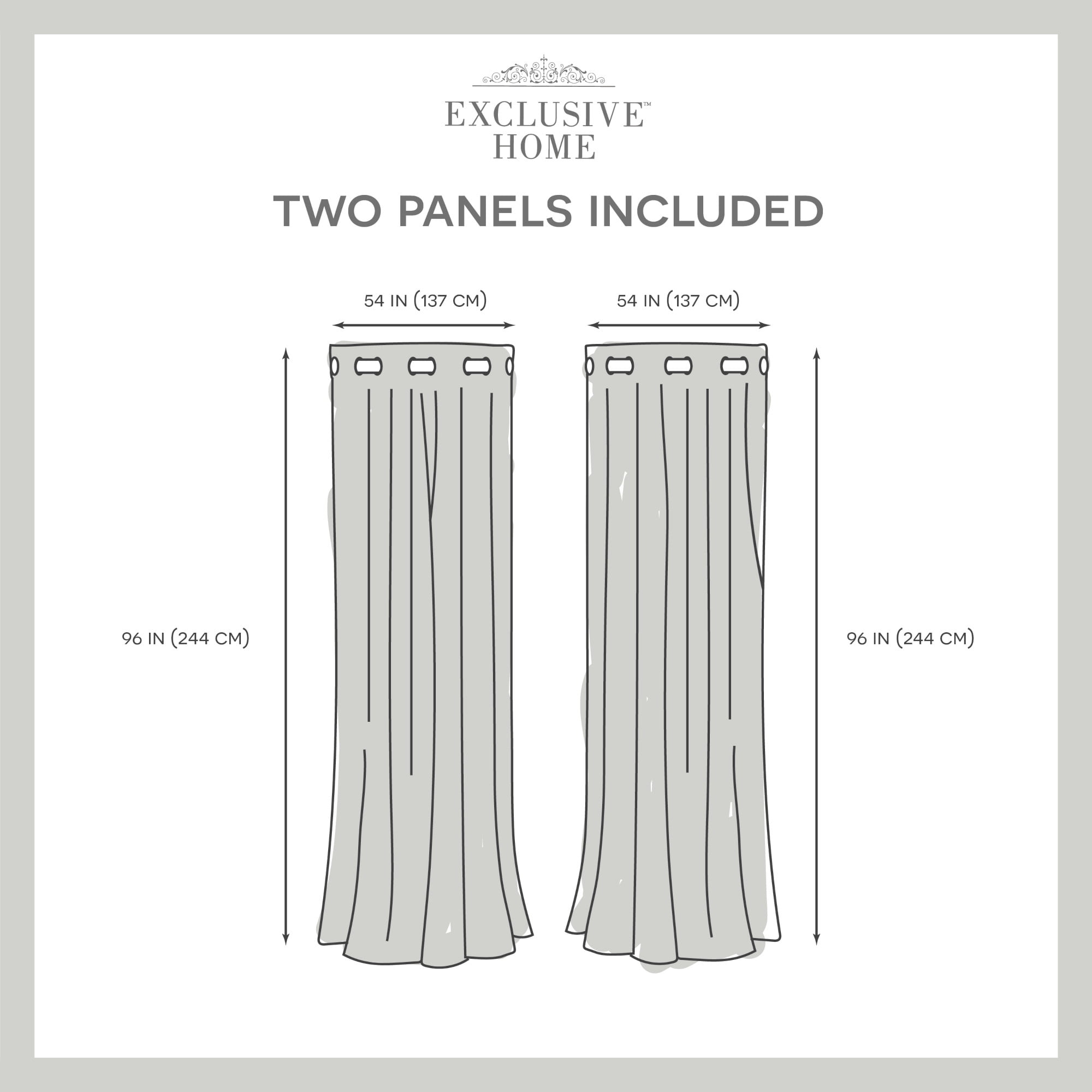 Exclusive Home Curtains Loha Linen Grommet Top Curtain Panel Pair, 54x96, Dove Grey