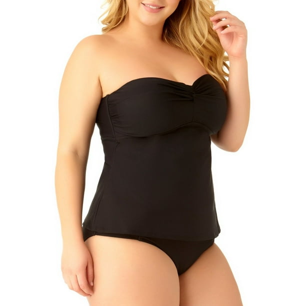 Catalina Women's Plus Size Twist Bandeau Tankini Top - Walmart.com