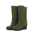 thumbnail image 5 of Oyedens Wedge Wide Calf Boots for Women Fashion Casual Suede High Heel Winter Fall Short Boots, 5 of 9
