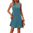 thumbnail image 3 of Women Summer Dresses for Island Vacation Sleeveless V Neck Tunic Dress Casual Beach Sundress Sea Blue S, 3 of 9