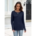 thumbnail image 3 of Zeagoo Women's Ribbed Knit Tops Long Sleeve Crew Neck Tees Decorative Pocket Button Shoulder Casual Basic Tee Shirts, 3 of 8