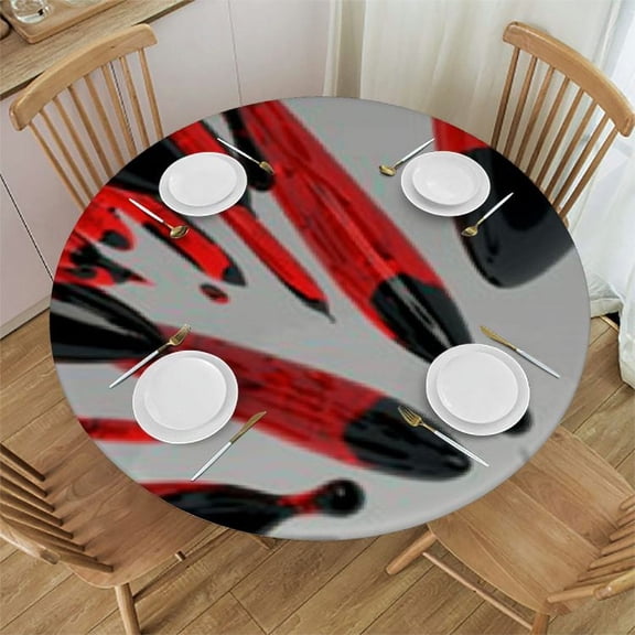 HAOXIT Baseball Round Tablecloth, Decorative Holiday Home Party Table Cloth for Kitchen Dining Picnic Indoor Outdoor 31-35