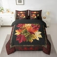 thumbnail image 2 of jejeloiu Orange Maples Bedding Comforter Set 7-Piece,Hello Fall King Bedding Sets,Autumn Leaves Bed Sheets For Children,Microfiber Bedroom Decor Reversible, 2 of 8