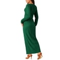 thumbnail image 3 of INSPIRE CHIC Women's Elegant Long Sleeve Round Neck Slit Hem Fall Knit Maxi Cocktail Party Dress, 3 of 4