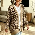 thumbnail image 4 of Dweltoz Leopard Print Cardigan Sweaters for Women Open Front V Neck Knitted Cardigan Long Sleeve Button Fall Sweaters Coat Y2k Plus Size Chunky Fall Sweater Outerwear, 4 of 4