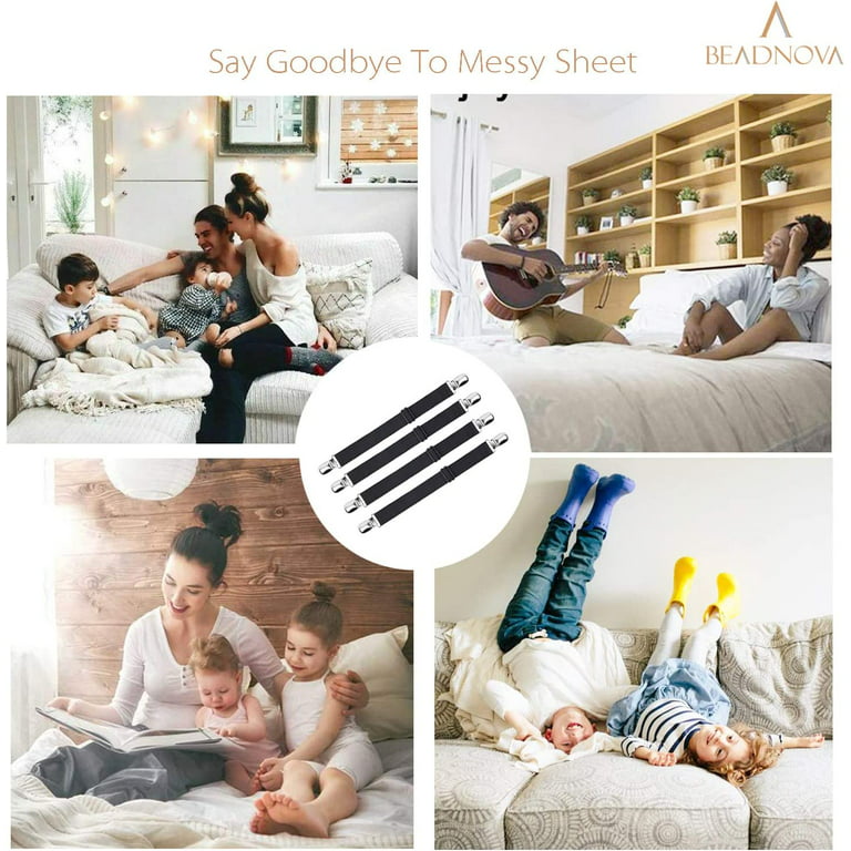 6pcs Bed Sheet Clips Mattress Pad Straps - Elastic Sheets Holder And  Suspenders For Sofa Cushion & Home Furniture, Keep Sheet Snug Fitted All  Night Long