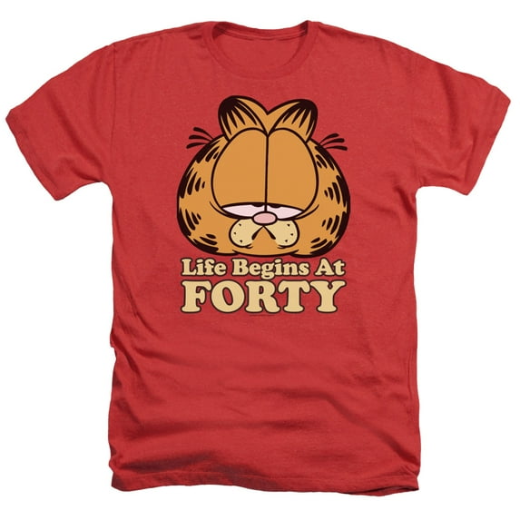 Garfield - Life Begins At Forty - Heather Short Sleeve Shirt - Small