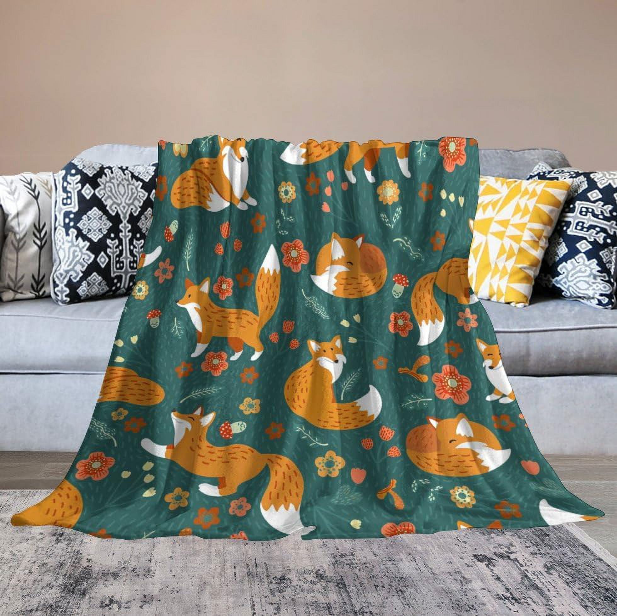 Fox Blanket Fox Gifts for Girls Women Foxes Throw Blanket for Kids Adults Soft Warm Cozy Fleece Blanket for Couch Sofa \u200bBed 60"x80"