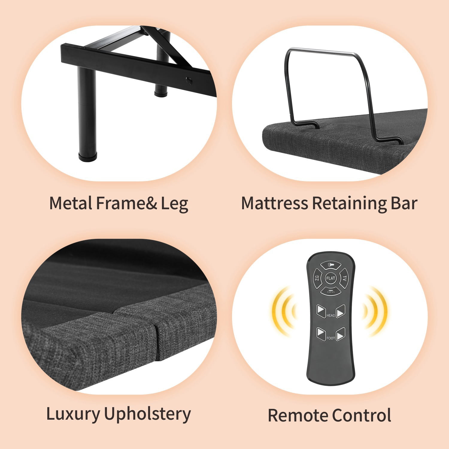 Queen Adjustable Bed Frame with Mattress – 12 Inch Gel Memory Foam Mattress in Box, Electric Base with LED Light, USB Ports, Wireless Remote, Zero Gravity, Anti-Snore