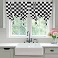 thumbnail image 4 of Black White Plaid Balloon Curtains 63 Inch Length for Living Room/Bedroom, Farmhouse Modern Minimalist Geometric Rod Pocket Privacy Door Curtains Decorative Tie Up Shade for Window 52"x63", 4 of 8