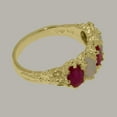 thumbnail image 5 of LBG British Made 10k Yellow Gold Natural Ruby & Opal Womens Eternity Ring - 33 size options - Size 6, 5 of 8
