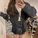 thumbnail image 2 of Chaqueta cárdigan de punto gris oscuro Retro de gama alta para mujer, suéter holgado de estilo perezoso, top de manga larga para otoño e invierno, 2 of 5
