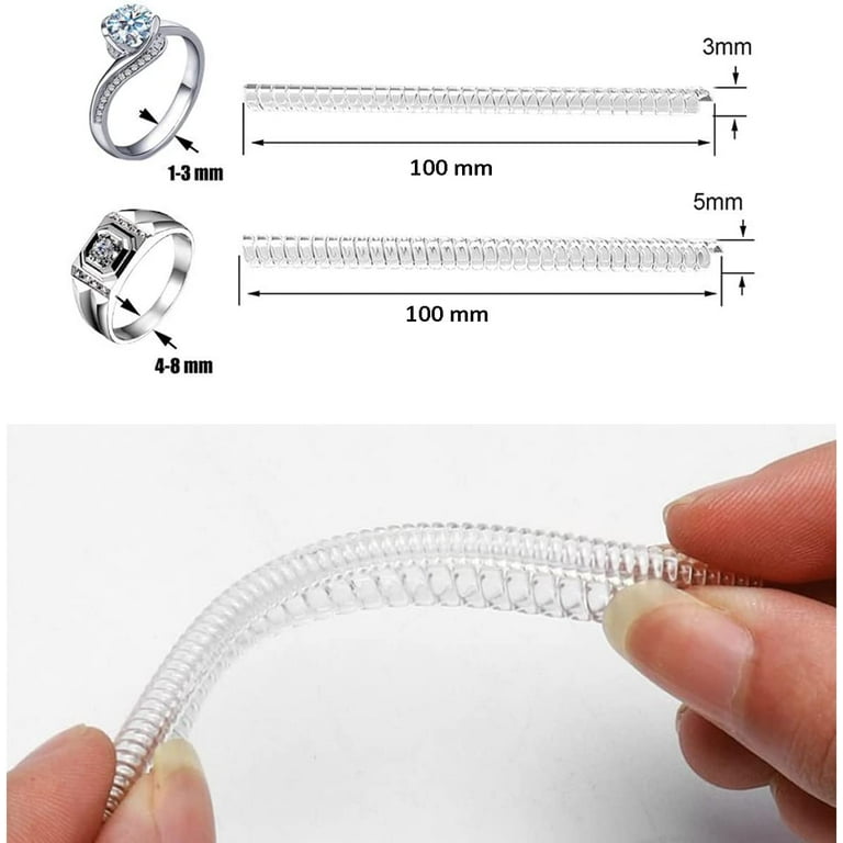 Ring Size Adjuster for Loose Rings, 8pcs Rings Spiral Tightener Transparent Ring Guard Loose Rings Fit Jewelry Tightener Resizer Measuring Tool for