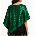 thumbnail image 5 of Elegant Women's Sequin Poncho Cape Sparkly Evening Party Shawl, Irregular Dress Up Shawl Wrap, 5 of 6