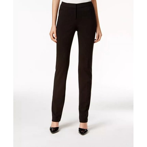 Alfani DEEP BLACK Women's Petite Modern Straight-Leg Pants, US 14PS