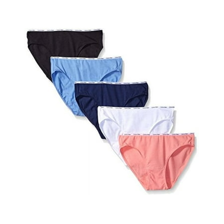 Calvin Klein Women s Cotton Stretch Logo Bikini Panty 5 Pack  Black/White/Gen...