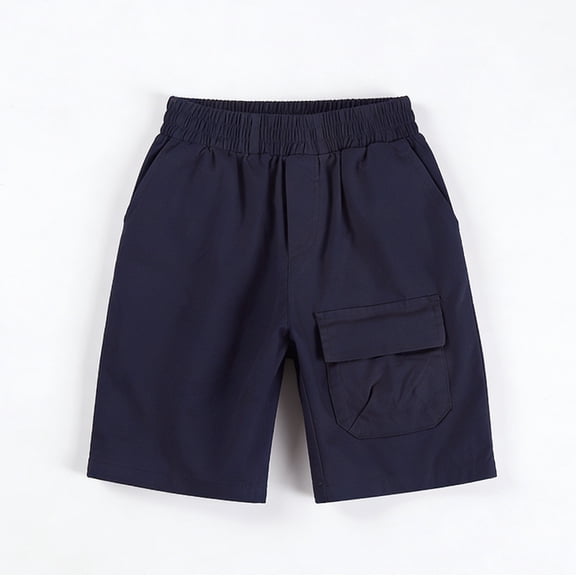 Sentuca Boys Cargo Shorts Size 8 Years, Solid Color Casual Shorts with Pockets Outdoor Sports Summer Clothes