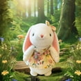 thumbnail image 5 of 11.8-Inch White Bunny Plush Toy with Floral Dress - Rustic Easter Stuffed Animal, Soft Comfort Doll for Baby Shower Gift, Nursery Decor & Easter Basket B, 5 of 5