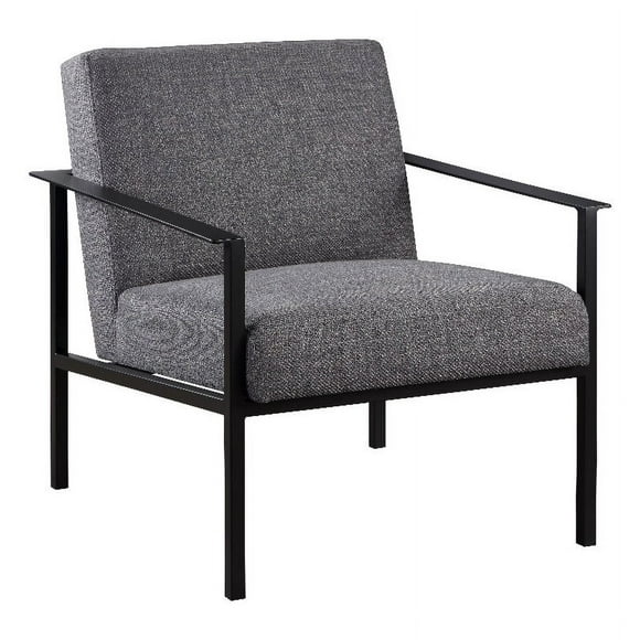 Milano Polyester Charcoal Stationary Black Metal Accent Chair