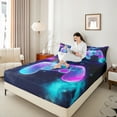 thumbnail image 4 of Homewish Video Game 4 Pieces Queen Sheet Sets for Female Men Adults,Teal Purple Gradient Ultra Soft Flat Sheet,Starry Sky Queen Fitted Sheet,Microfiber Bedroom Decor, 4 of 7