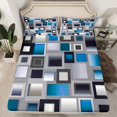 thumbnail image 2 of Homewish Patchwork Geometric Checkered Twin Sheet Sets,Classic Grid Twin Fitted Sheet,Gray Blue Flat Sheet For Men Women,Super Cozy Room Decor,3pcs, 2 of 7
