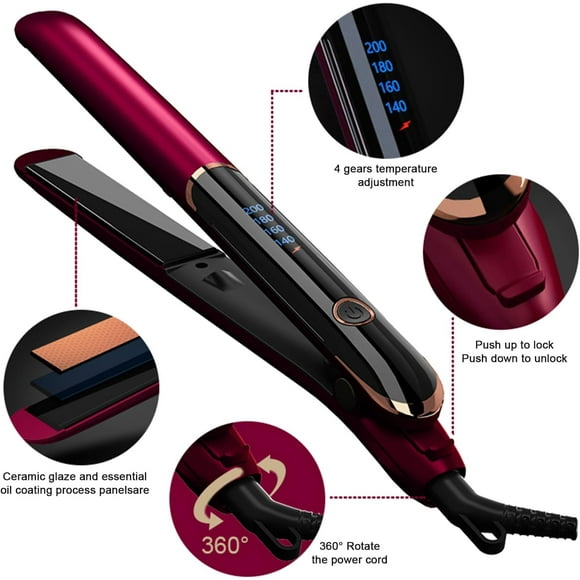 CNV Fer Plat Fer à Lisser et à Friser 2 en 1 Plancha de Cabello Chauffage Rapide en 10 s Fer Plat avec Écran LCD Clair Revêtement Céramique Professionnel pour des Cheveux Plus Brillants et Lisses, Outil de Coiffage
