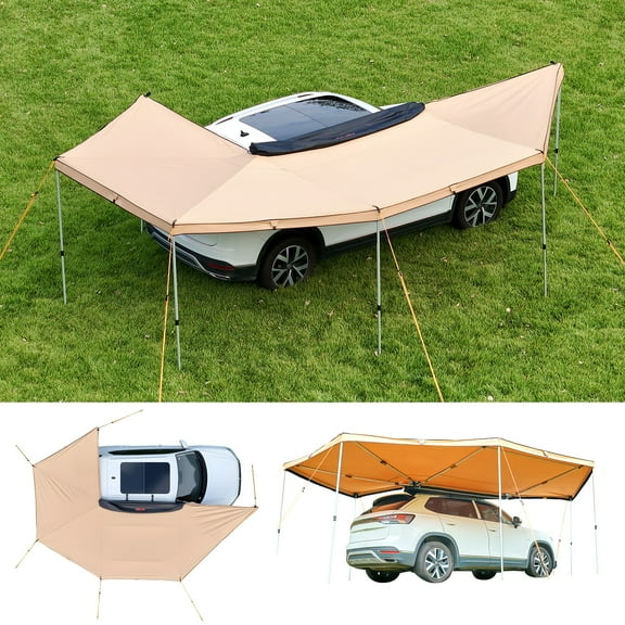 VEVOR 270 Degree Awning, 133 sq.ft Driver Side Vehicle Awning, Waterproof UV50  Car Side Awnings with Carry Bag, All-Weather Free-Standing Overland Awnings Car Shelter for SUV Van Truck Camping