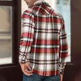 thumbnail image 6 of IROINNID Reduced Shirt with Pocket for Men Turndown Long Sleeve Plaid Long-sleeve Button-down With s Shirt,Red, 6 of 8
