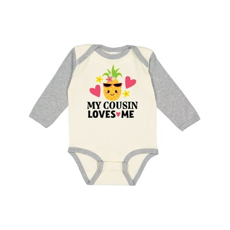

Inktastic My Cousin Loves Me Pineapple Gift Baby Girl Long Sleeve Bodysuit