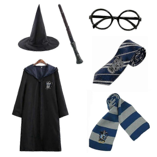 6pc Set Magic Wizard Cosplay Fancy Dress Cape Cloak Costume 125cm