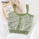thumbnail image 2 of HELIAR, Tops cortos a cuadros para mujer, camisola tejida con botones, camisetas sin mangas bonitas para mujer, Tops cortos lisos sin mangas para mujer, verano 2021 Tan Jianjun unisex, 2 of 2