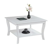 Homestock Coastal Craftsman Chic Square Coffee Table, 30"D X 30"W X 18"H, Solid & Manufactured Wood, Crafted From Rubberwood-Color:White